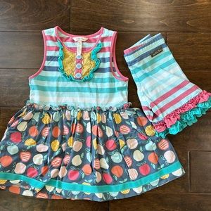Matilda Jane "Apple a Day" tunic and shorts set. Size 8.